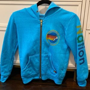 Aviator Nation blue zip up hoodie kids size 10.